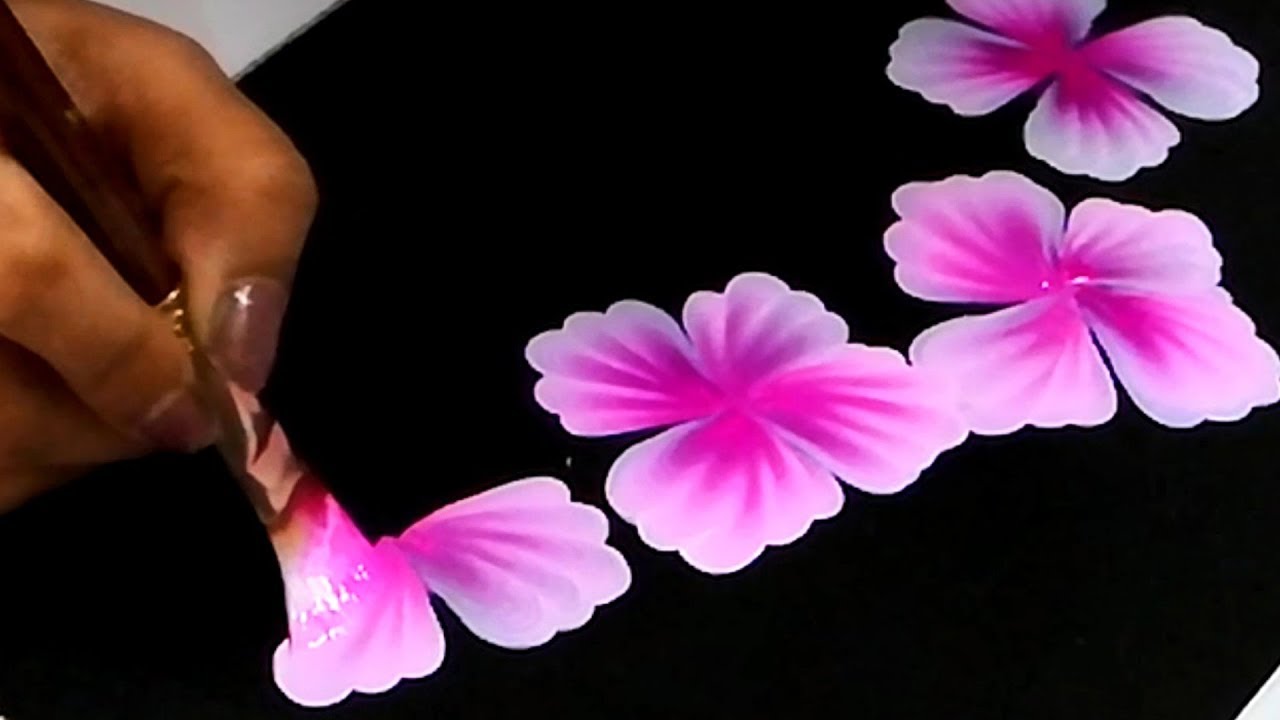 How to make Perfect Shaded Flowers in ONE STROKE | Fabric Painting Designs on Paper | Painting Tips