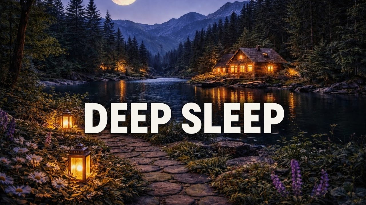 Deep Sleep Piano 🌙 Calm Night River Sounds | Meditation & Relax Music 