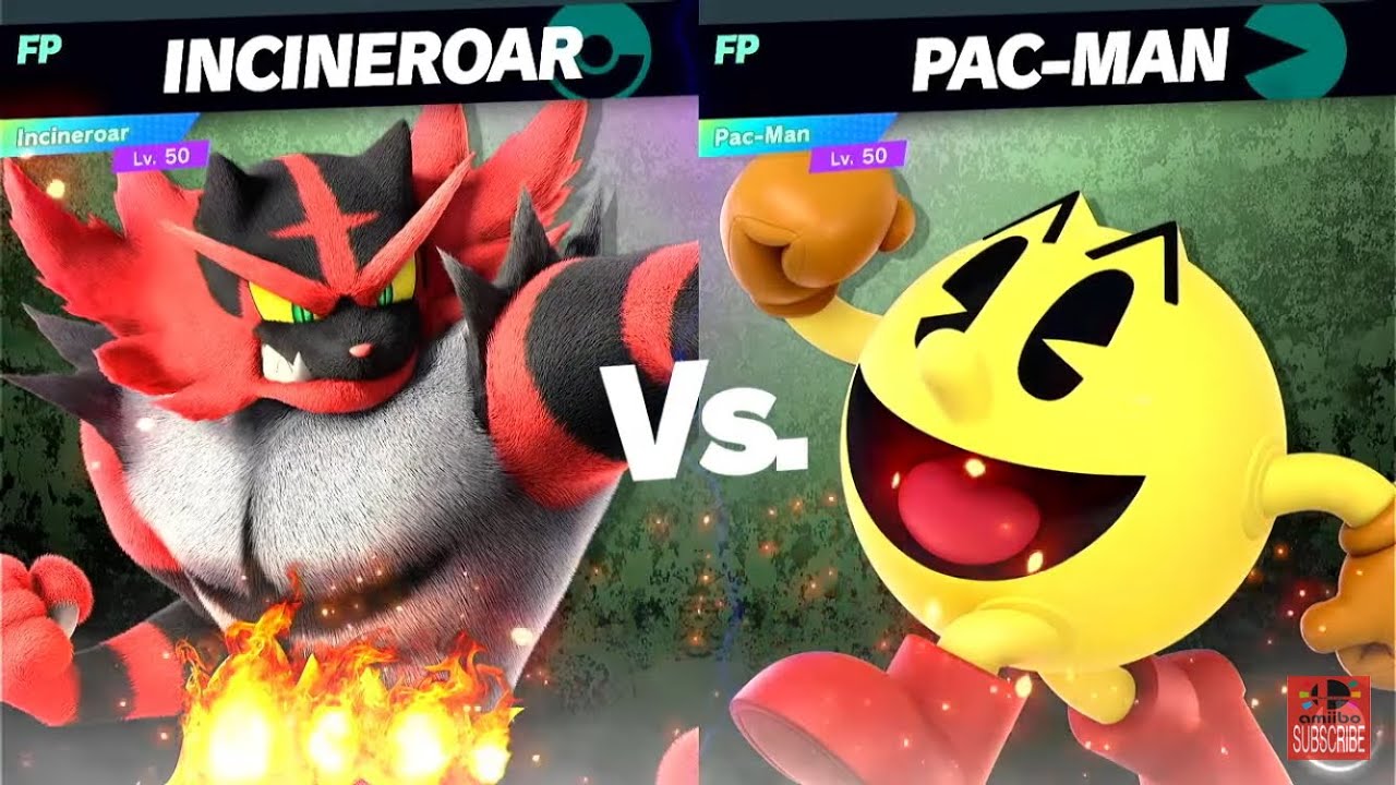 Super Smash Bros Ultimate Amiibo Fights Incineroar vs the World #54 vs Pac Man