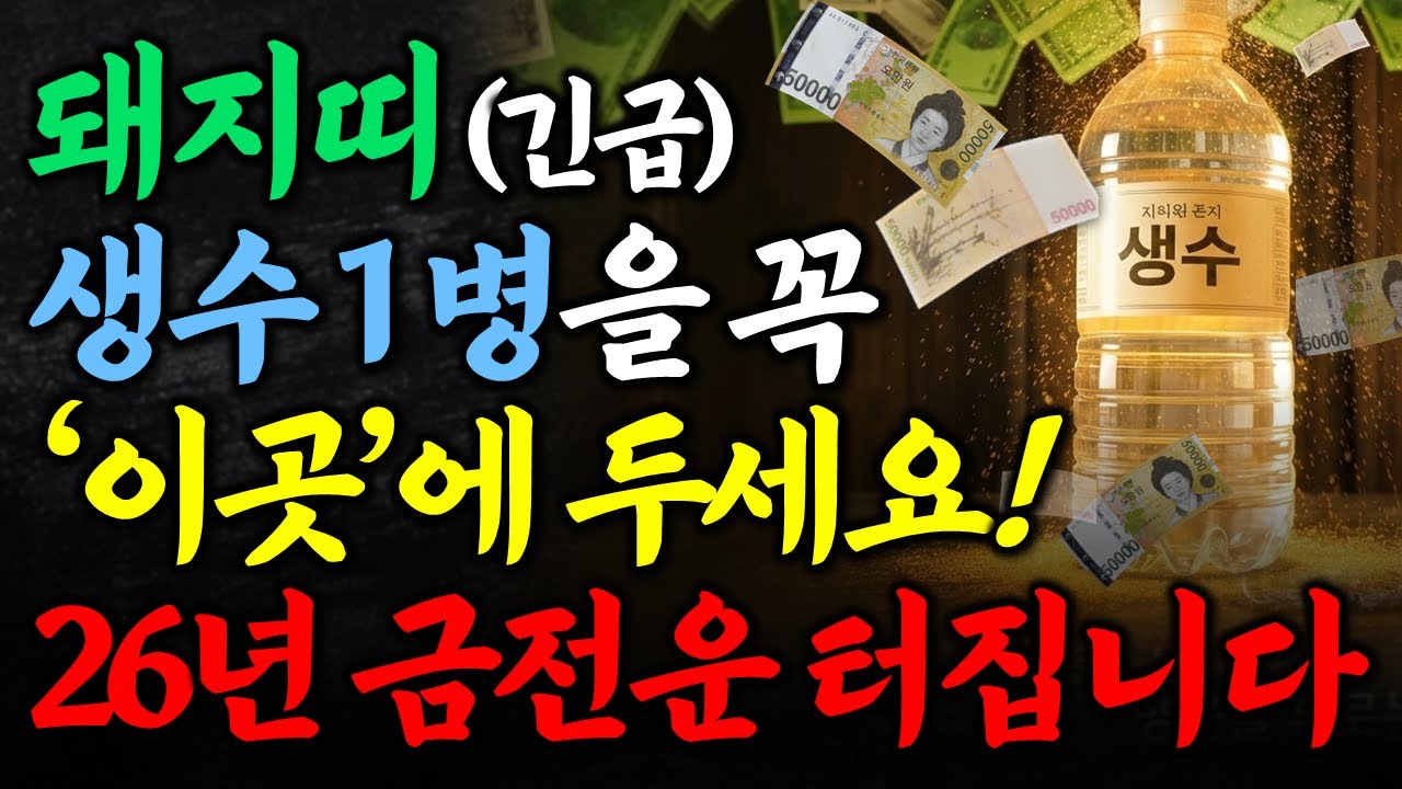 돼지띠는 생수 1병을 '이곳'에 두면 재물운과 금전운, 돈복이 쏟아지면서 돈이 몰려듭니다 | 돼지띠운세 | 풍수인테리어 | 26년 신년 운세