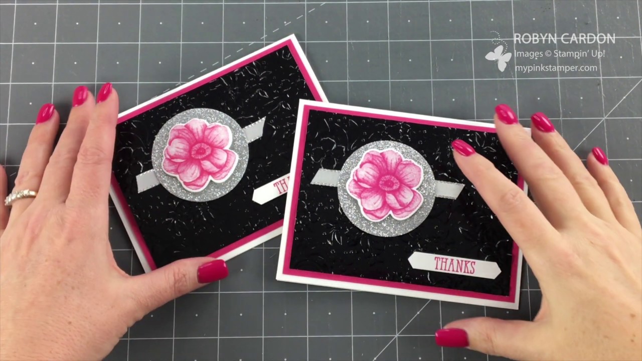 Stampin' Up! Painted Seasons Black & Pink Sparkley Card - EPISODE SIX HUNDRED EIGHTY TWO!!