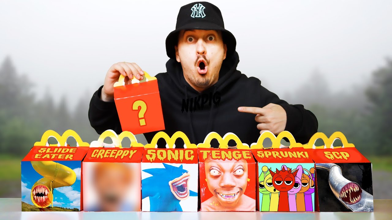 Nikpig, SLIDE EATER, INCREDIBOX SPRUNKI, TENGE, CRAWLY! Nikpig order all HAPPY MEAL at 3 am