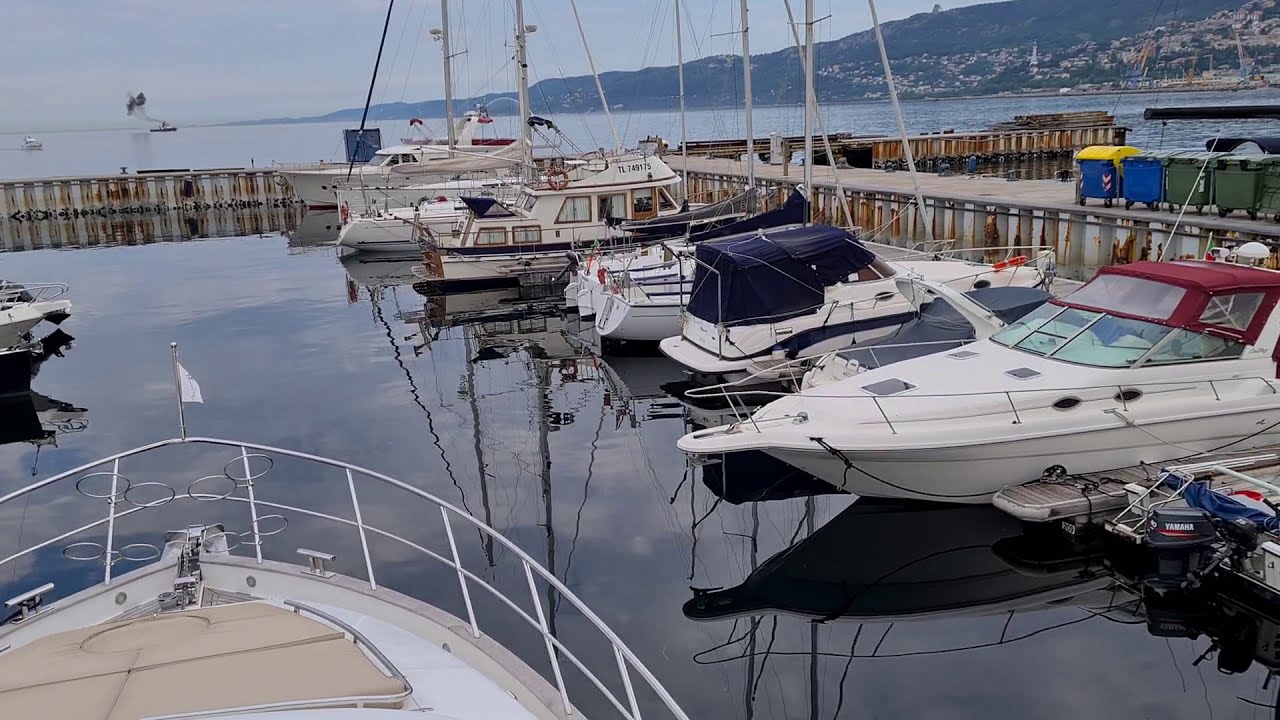 Tight marina exit Trieste Italy