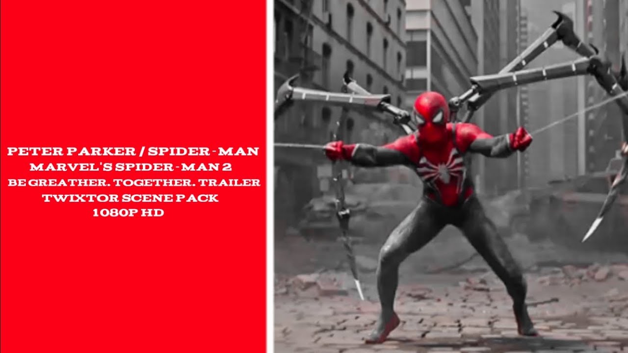peter parker / spider-man (marvel's spider man 2 - trailer) | twixtor scene pack (1080p) - no sound