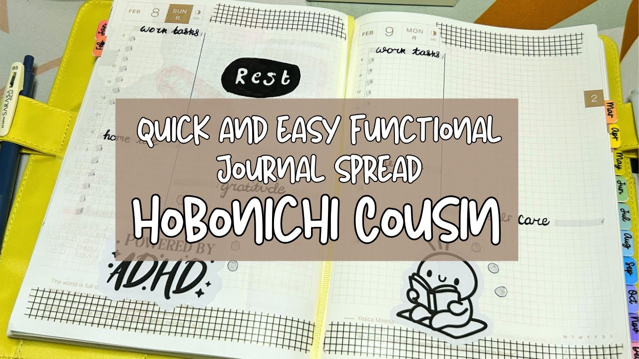 Quick & Easy Functional Journal Spread | Hobonichi Cousin (Minimal Supplies)