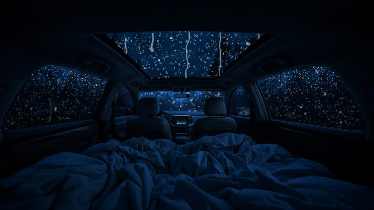 2 HoursASMR Sleeping in the Car 🚗 Rain Sounds for Sleep & Thunderstorm Deep Sleep | Rain Car Camping