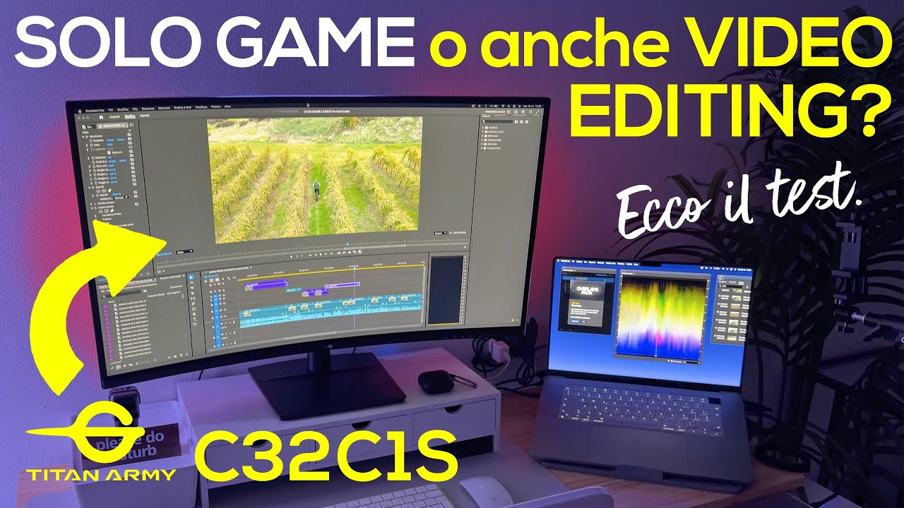 Un MONITOR da GAMING può essere usato ANCHE per MONTAGGIO VIDEO?  Test TITAN ARMY C32C1S Review ITA