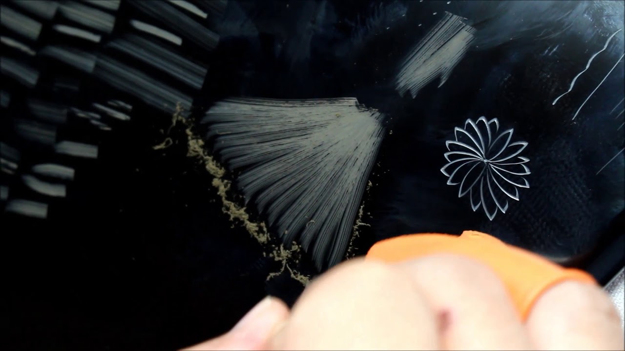 Chinkin hand carved gold engraving pattern Japanese lacquer art demonstration by Mr. Ristuzan Tomita