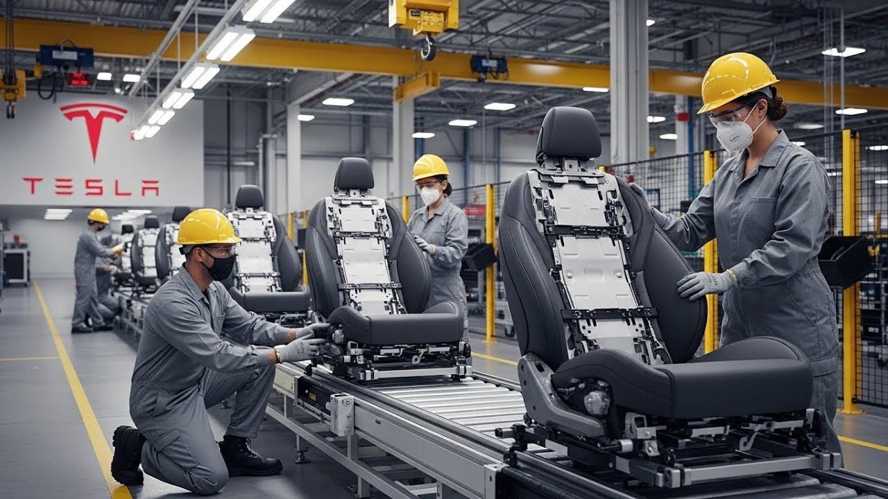 Inside the Tesla Car Seat Factory – Full Assembly and Testing Process (Full Process)