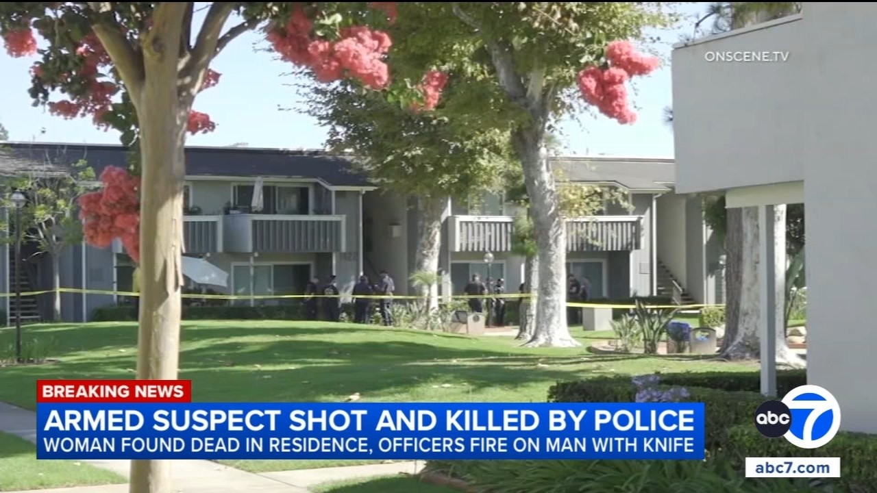 Armed man shot and killed by Tustin police; woman found dead inside apartment