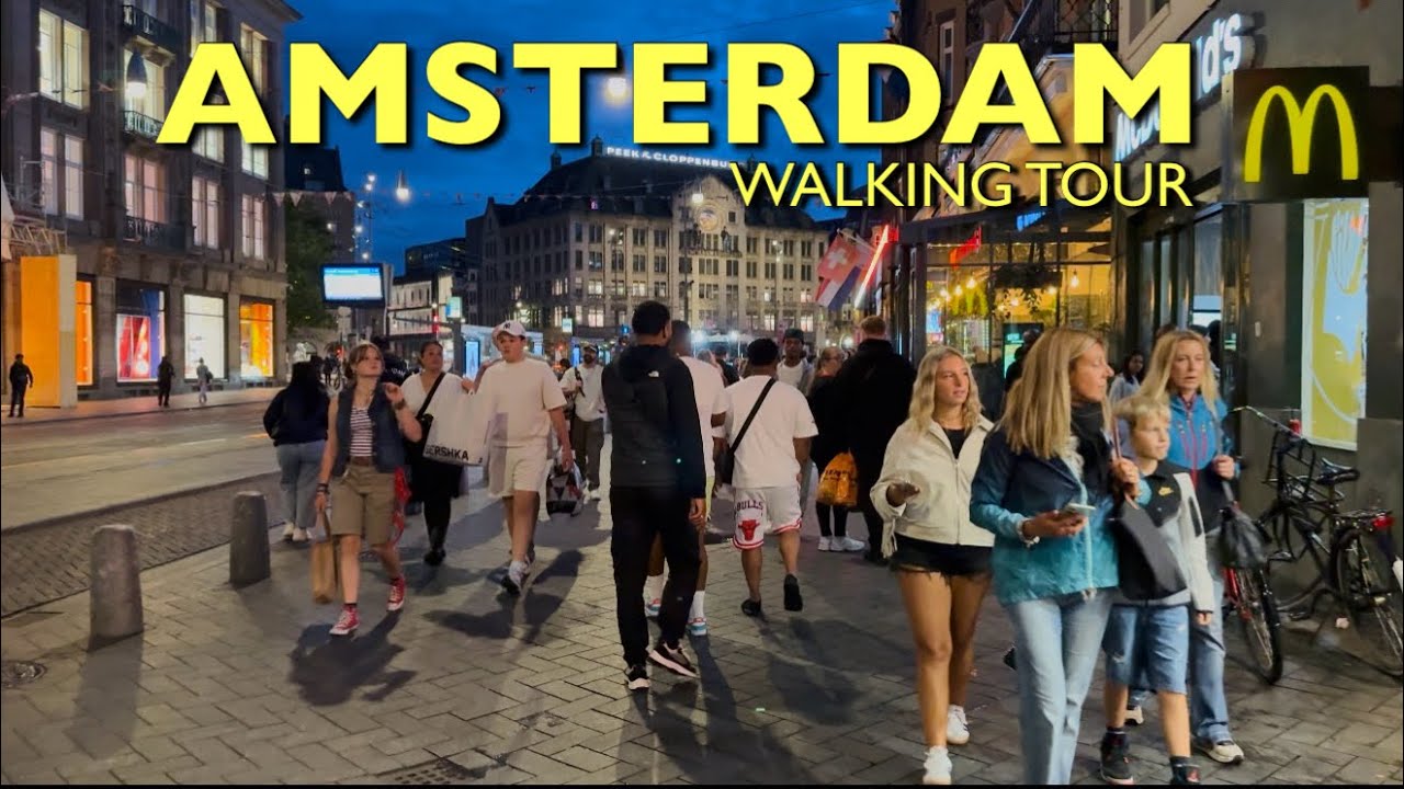 Netherlands, Amsterdam Central Sunset Walk | Relaxing Walking Tour From Nieuwmarkt 🇳🇱(4K)