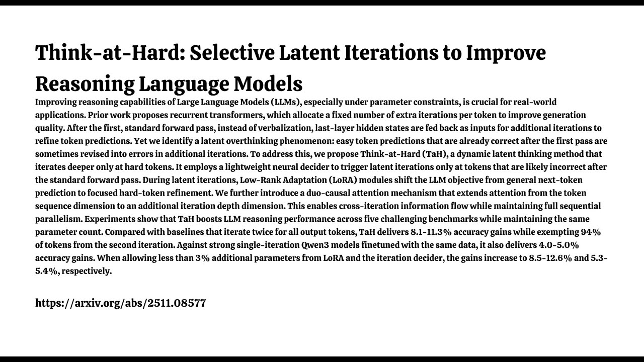 Think-at-Hard: Selective Latent Iterations to Improve Reasoning Language Models
