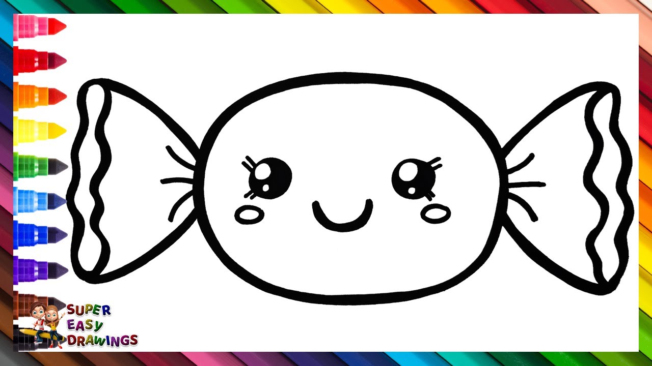 Draw and Color a Cute Candy 🍬🌈 Drawings for Kids