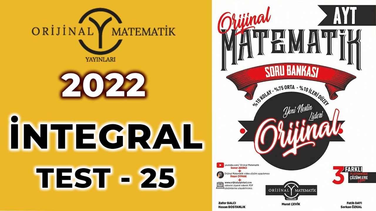 İNTEGRAL TEST 25 - 2022 AYT MATEMATİK SORU BANKASI @SonerAkinciMatematik