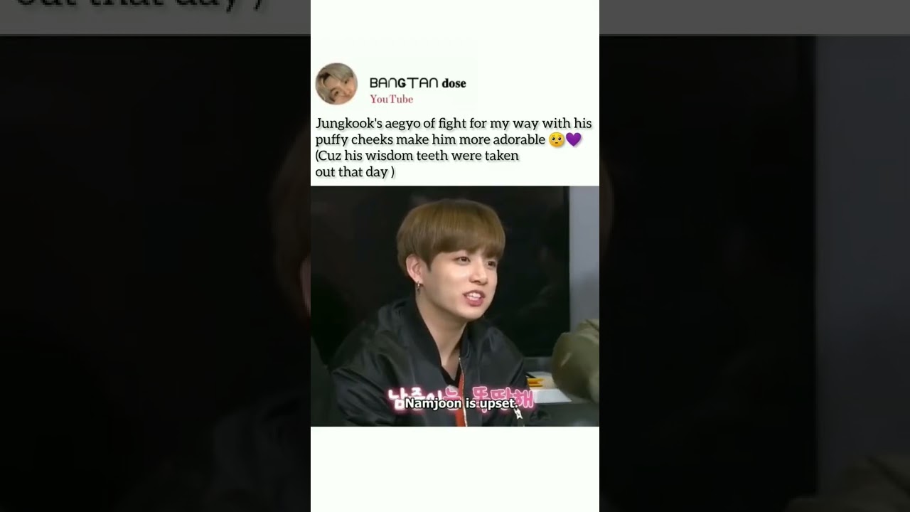 puffy cheeks of jungkook + his aeygo = to much cuteness to handle😭😭💜💜