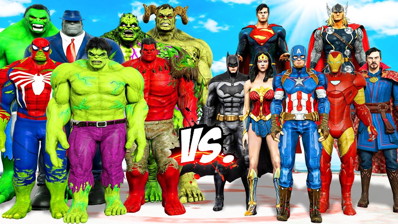 ALL SUPERHEROES VS TEAM HULK - TEAM SUPERHEROES VS HULK ARMY