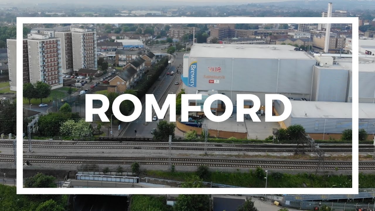 An aerial view of Romford, England