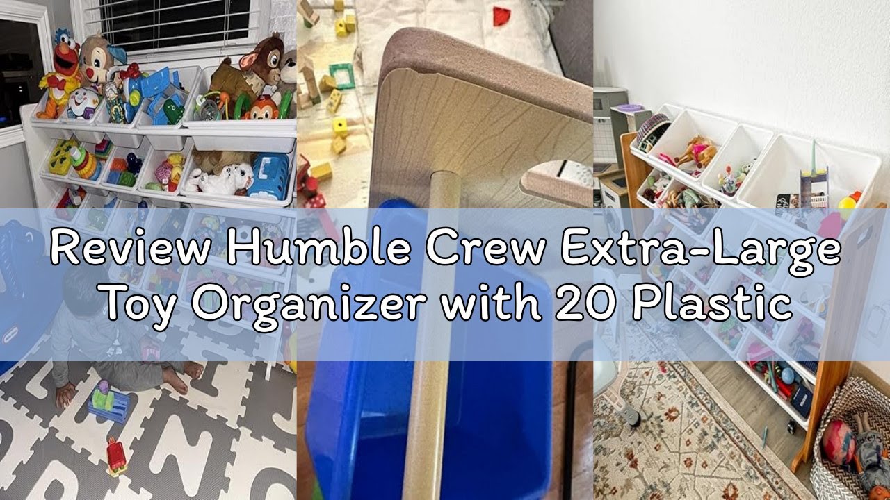 Review Humble Crew Extra-Large Toy Organizer with 20 Plastic Bins – Natural/White Storage Rack with