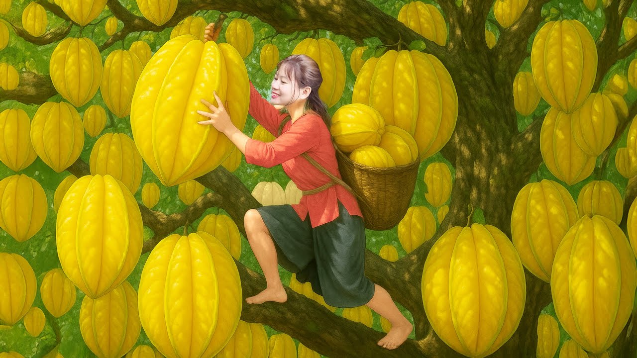 Selective Harvesting Lots of Biggest Starfruit on Old Tree | Outdoor Market | Luyến Harvest Life