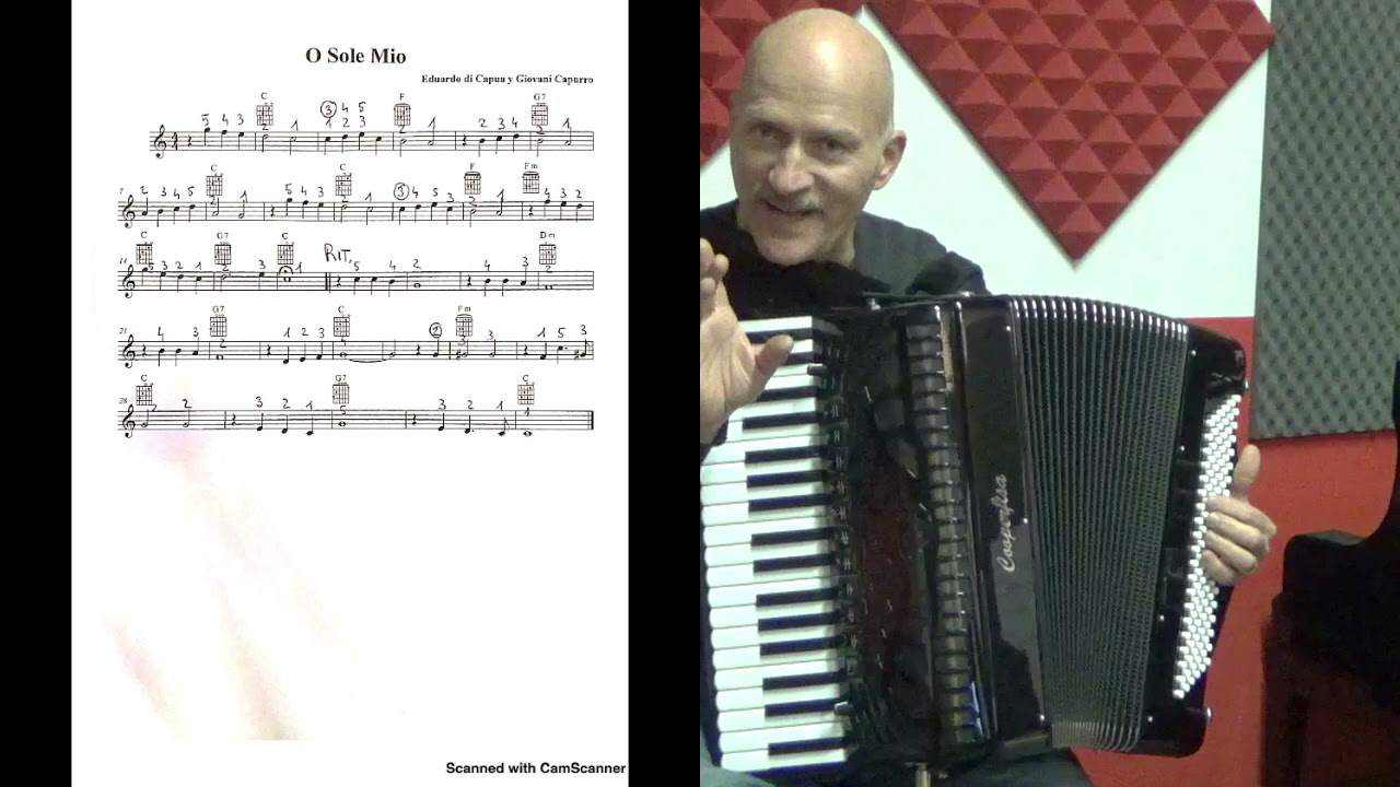 Il canale della fisarmonica - Lezione 28 - O SOLE MIO diteggiatura e analisi (download spartito)
