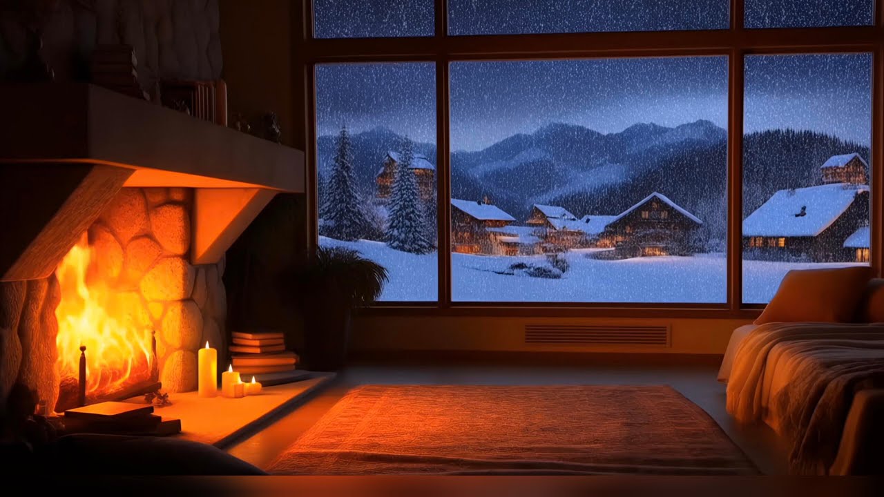 Fireplace Glow & Late Night Jazz Piano 🔥 Cozy Winter Ambience for Deep Sleep & Total Relaxation