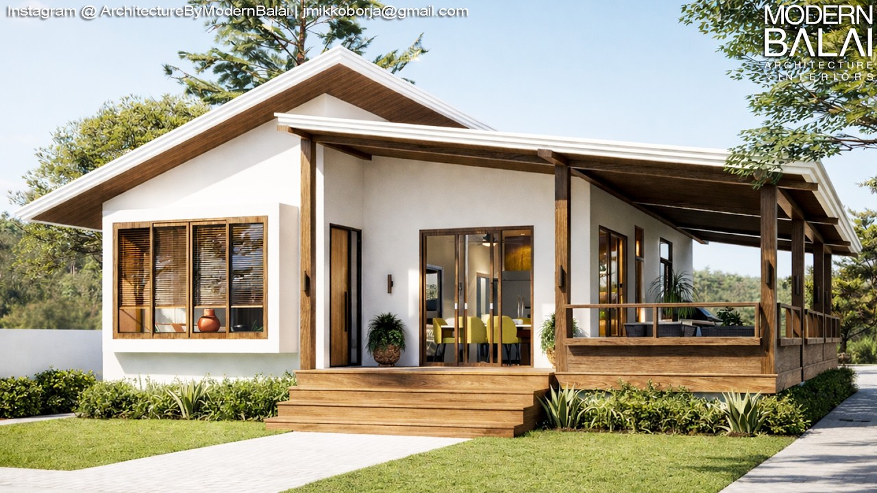 Simple Life in a Farmhouse 3 Bedrooms Tiny House Design Idea 9 x 10 Meters with Floorplans