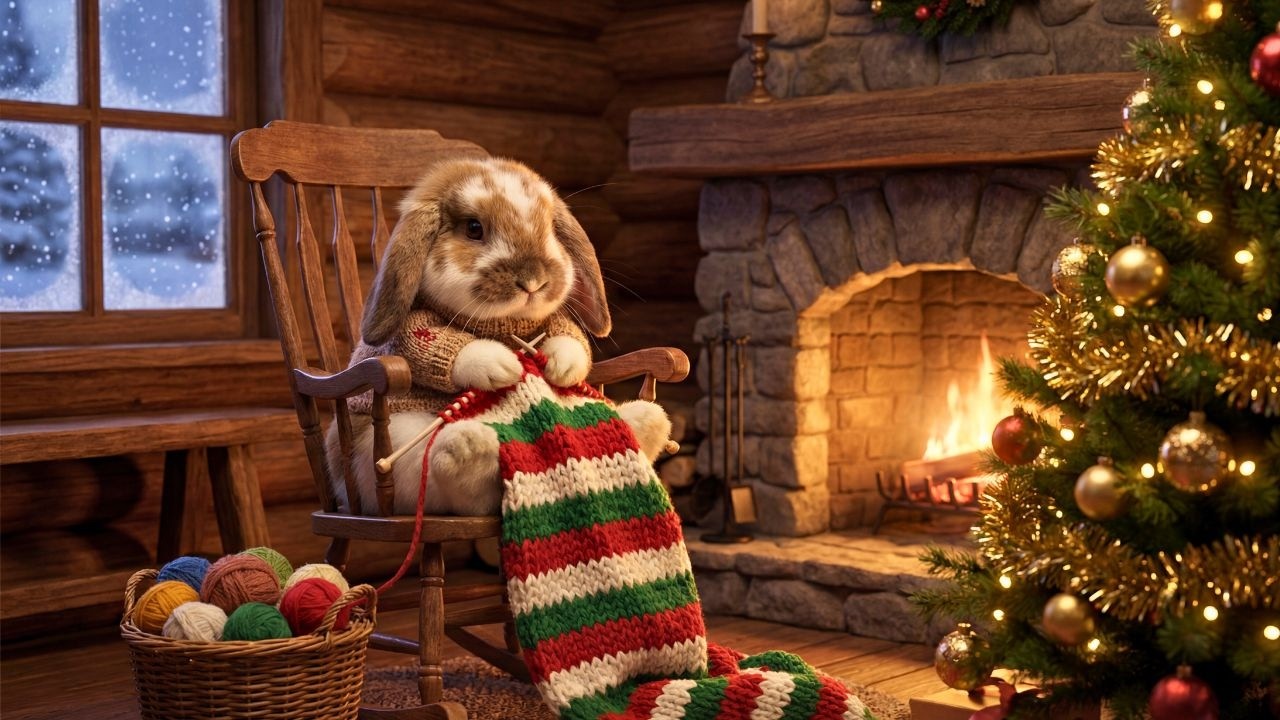 Bunny's Cozy Moment | Fantasy Music with Soft Piano & Fireside Comfort for Stress Relief