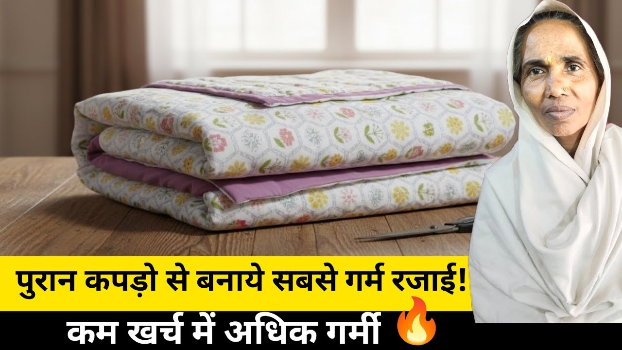 पुराने कपड़ों से सुपर गर्म रजाई!🔥 DIY 5 मिनट Waste कपड़ों से Winter राजाई | Zero Cost Magic! #craft 