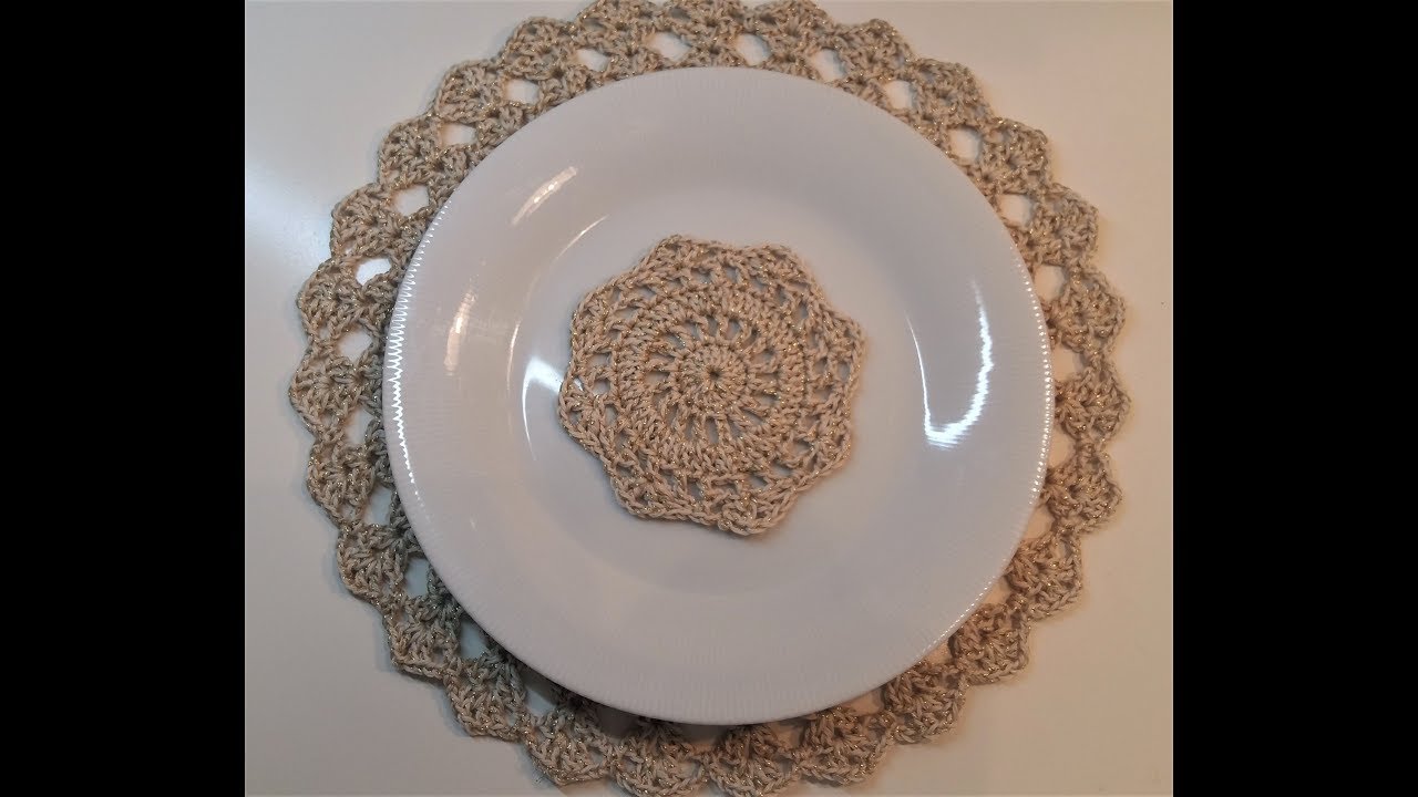Sottopiatto e Sottobicchiere Oro Lux  uncinetto  crochè  tutorial