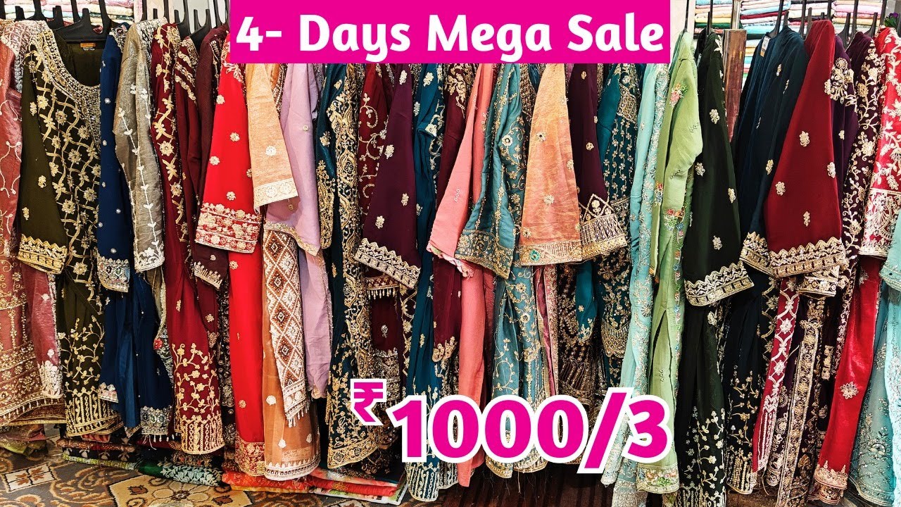 4- Days Mega Sale ₹ 1000/3 Readymade Suits Materials Bridal Gharara Palazzo Lehengas Sarees