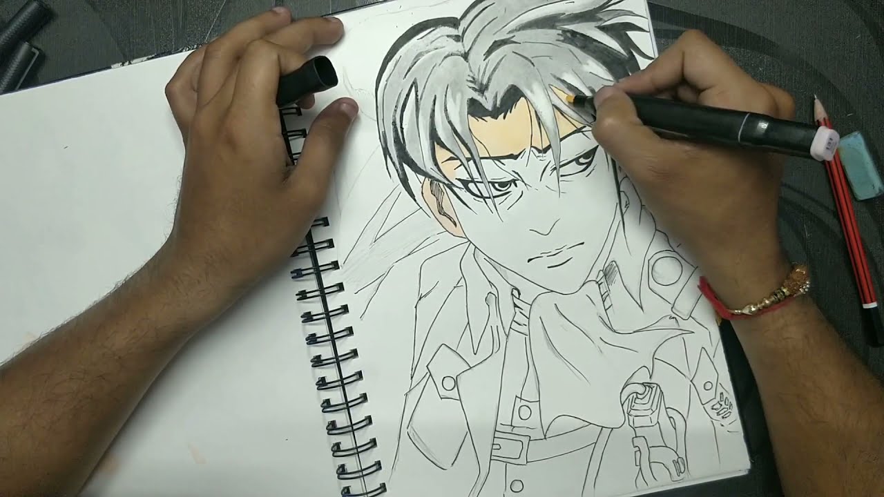 Levi Ackerman Sketch || PRISMA COLOUR || TOUCH SOFT MARKERS || I Failed...
