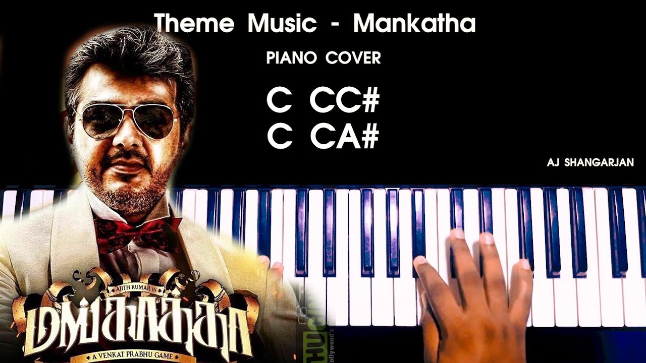 Theme Music - Mankatha Movie Bgm Piano Cover with NOTES | AJ Shangarjan