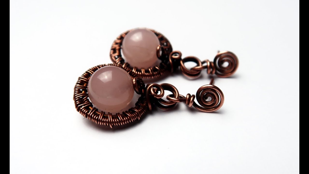 Wire jewelry tutorial | rose quartz earrings tutorial | tutorial earrings wire