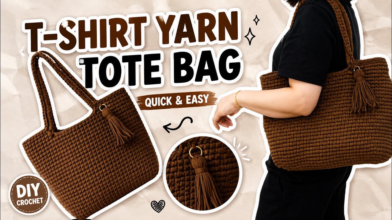 A Simple Bag | How to Crochet a ToteBag with T-shirt yarn | Crochet For Beginners | Tutorial Bag