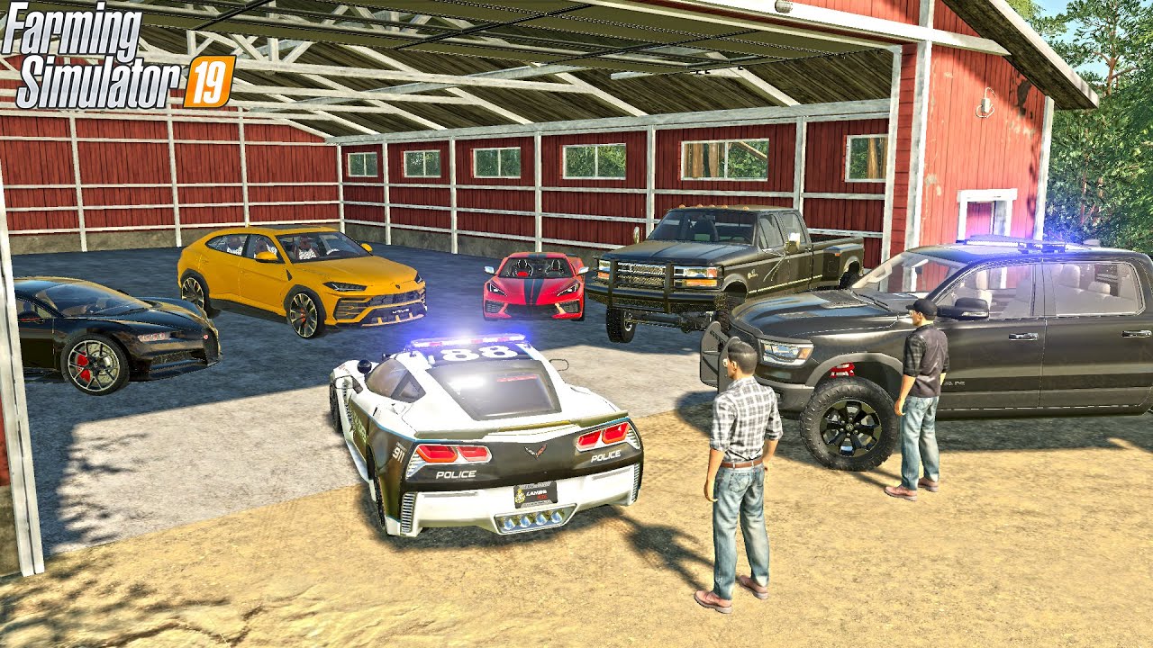 ABANDONED BARN FIND (STOLEN SUPER CARS) | POLICE CHASE | FARMING SIMULATOR 2019