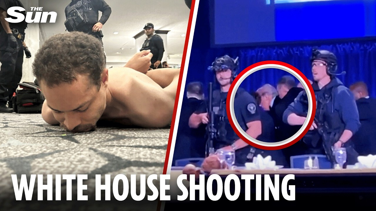 Moment &lsquo;gunman&rsquo; charges past Trump&rsquo;s Secret Service and &lsquo;opens fire at correspondents&rsquo; dinner&rsquo;