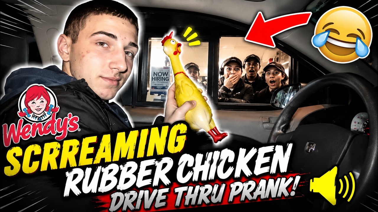SCREAMING RUBBER CHICKEN DRIVE THRU PRANK!