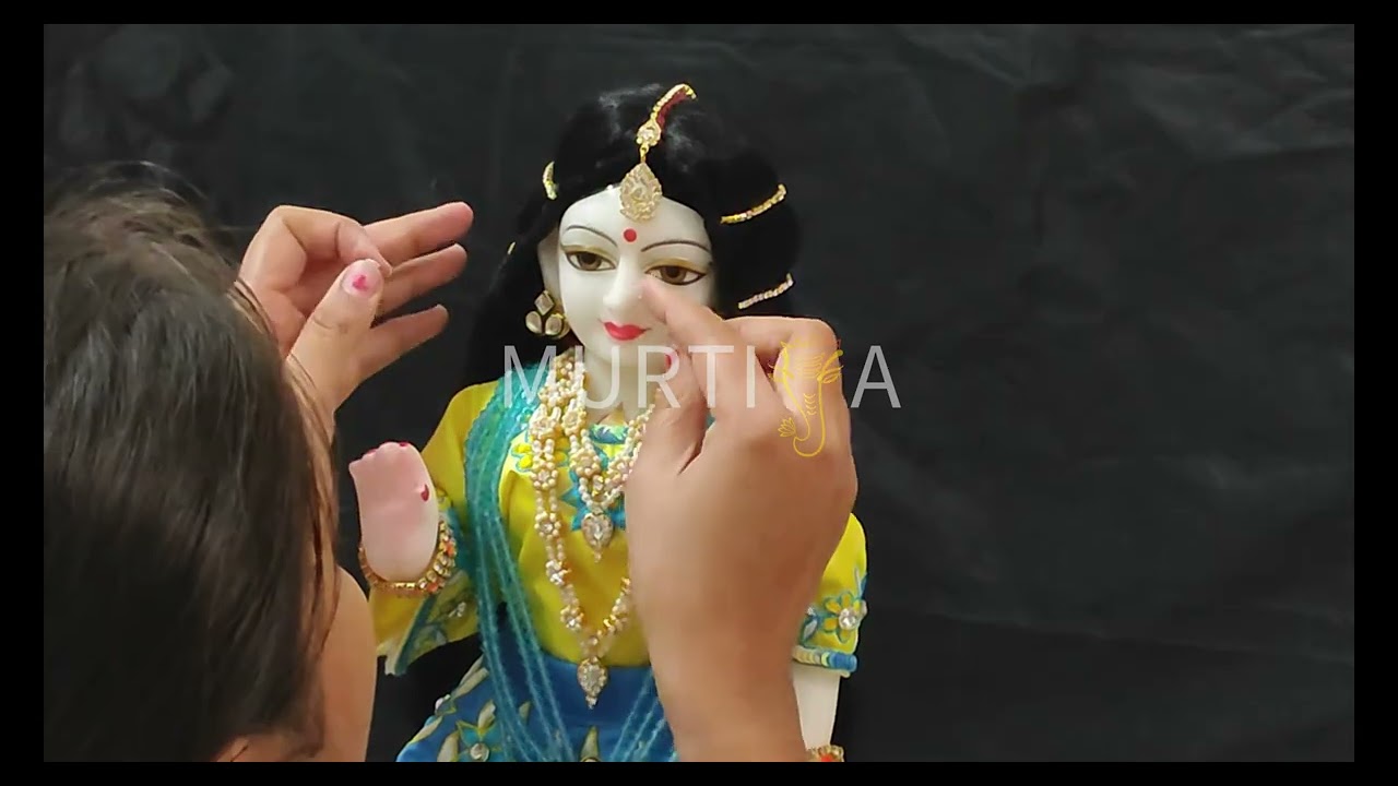 Dressing of 18 Inch Marble Radha Krishna Deity | Murtiya.com A place for all your Pooja needs