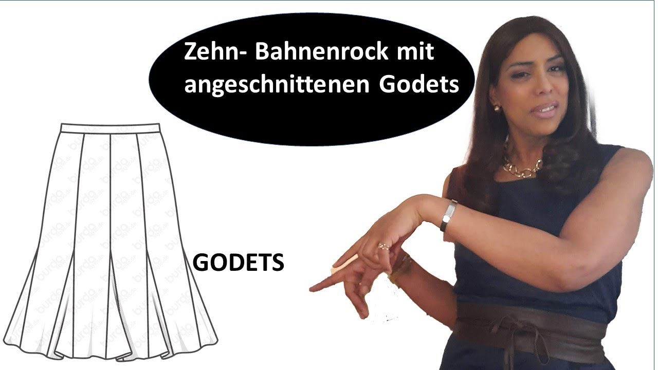 Zehn- Bahnen rock mit angeschnittenen Godets