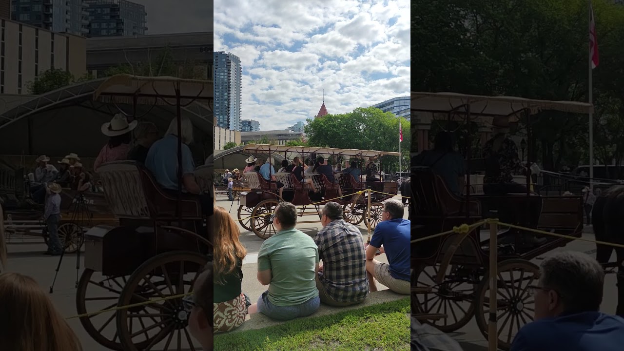 Experience Fluor Rope Square and Parade of Old Time Rigs at Stampede 2024#OlympicPlaza #Stampede2024