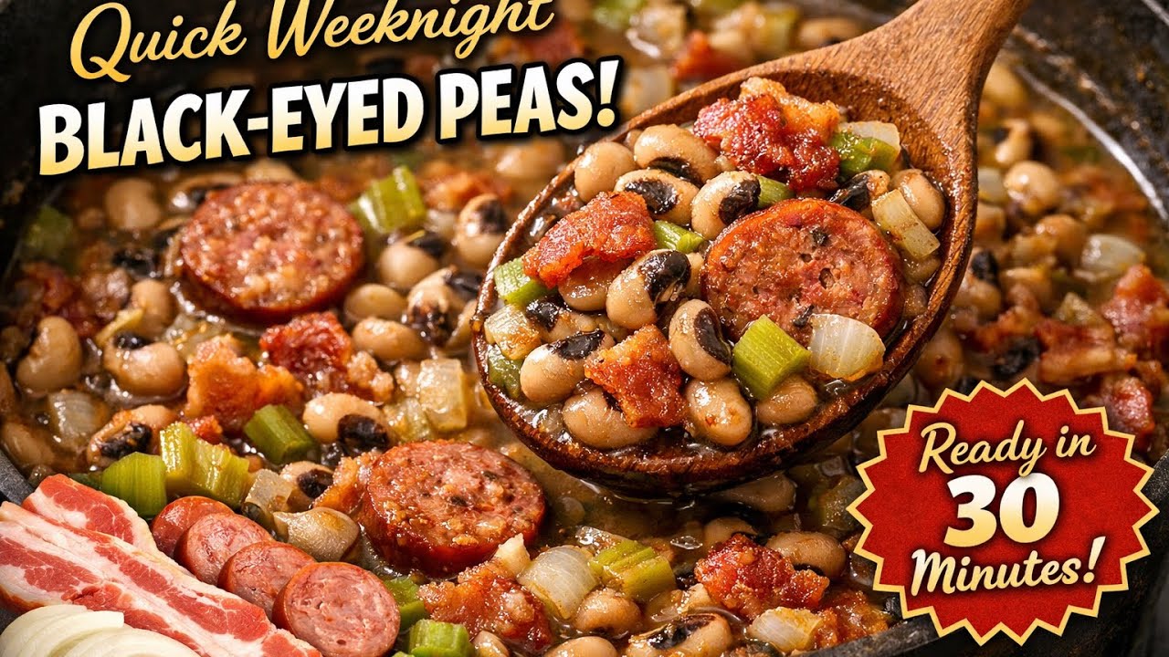Quick Weeknight Black-Eyed Peas with Bacon & Sausage