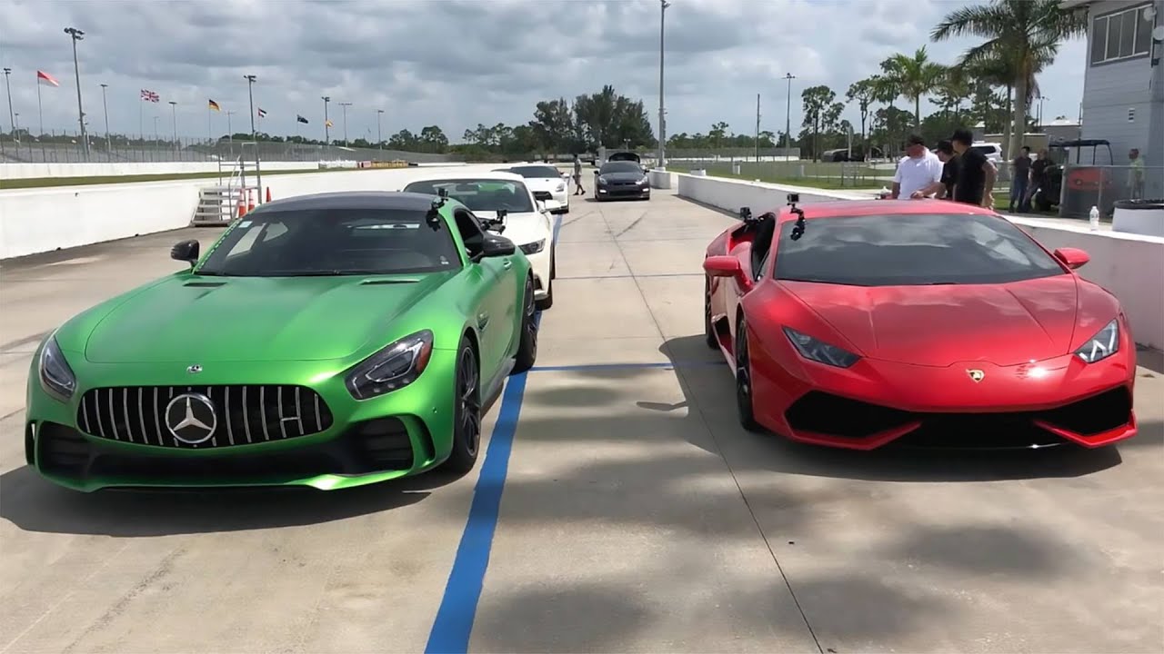2018 Mercedes AMG GTR VS 2016 Lamborghini Huracan Drag race