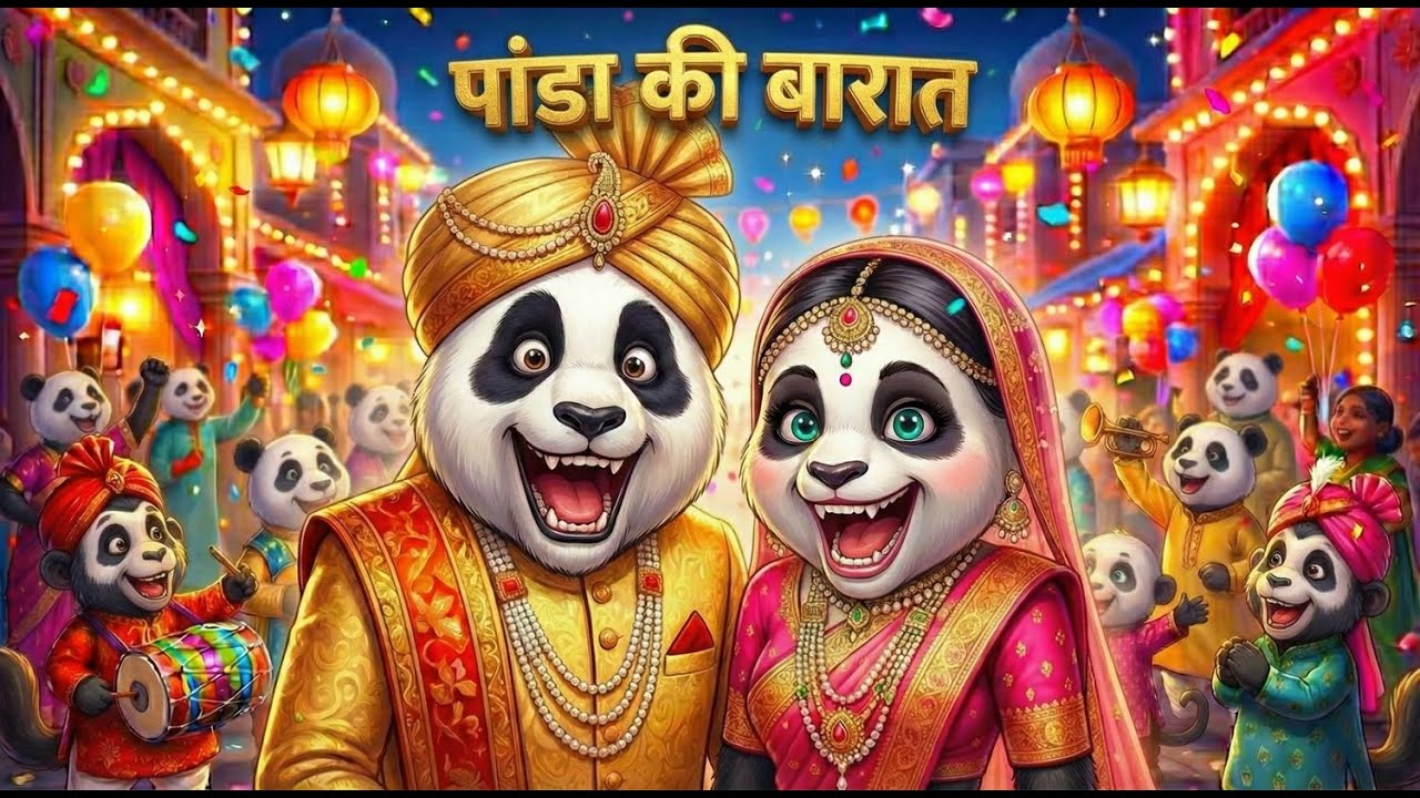 पांडा की बारात 🐼 | Panda Ki Barat | Kids Hindi Rhyme | Hindi Cartoon Video