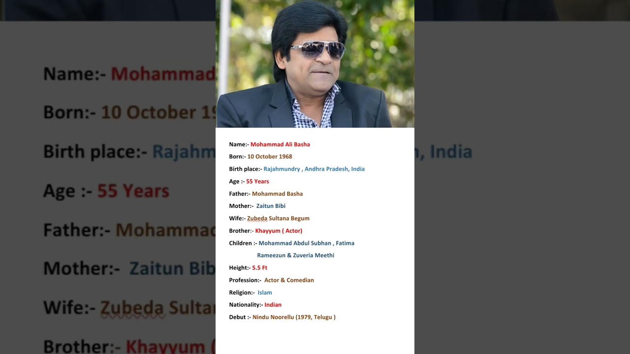 Famous Indian Actor Ali Basha Biography #youtubeshorts #viral #shortvideo #shorts