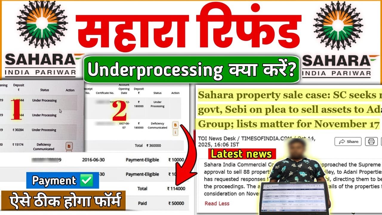 Sahara Refund Underprocessing Problem Solved ll Sahara Latest News Today ll Sale of 88 Properties I