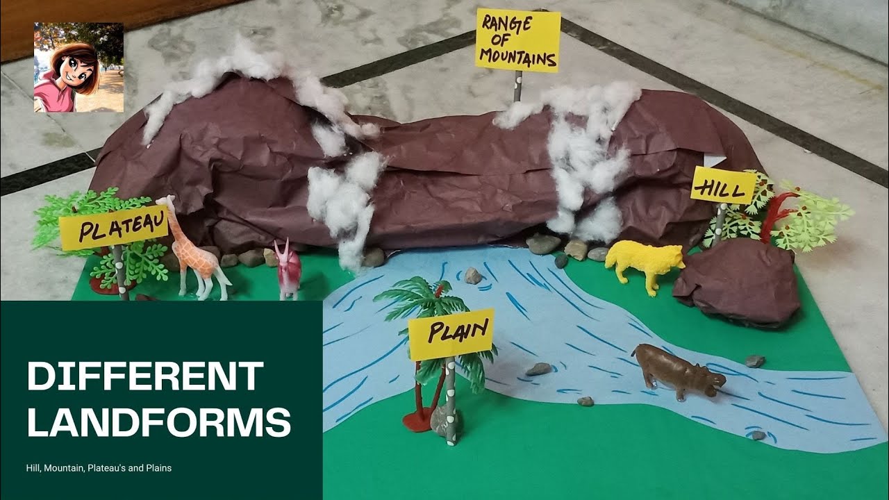 Model of different landforms/Mountains, hill, plateau, plain making/school project/kids fun activity