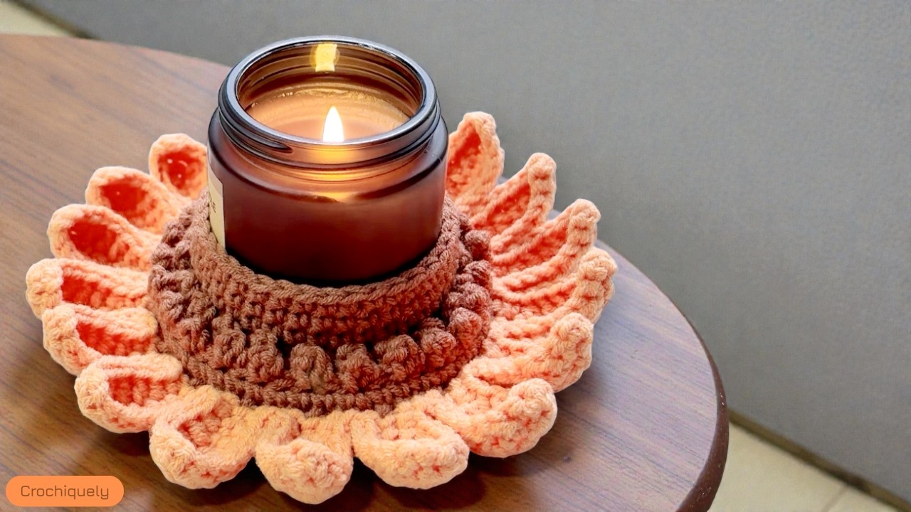 A Calm Crochet Flower Candle Holder | Cozy Home Decor