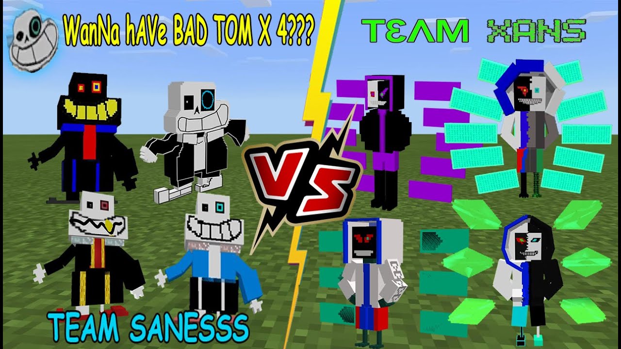 Team Saness (Error Saness, Fell Sannesss) VS Team Xans (Xans V3, V2) [TOUGH BATTLE] Minecraft PE
