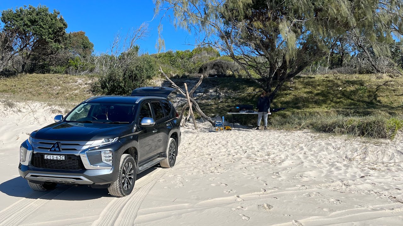 Mitsubishi Pajero Sport soft sand driving 4x4 on Bribie Island