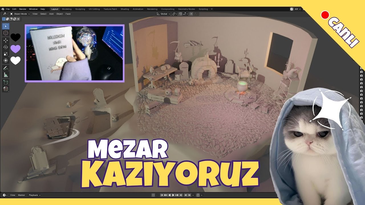 🔴 Canlı | Ödevleri sahneye yerleştiriyoruz#3d #Blender #gameart